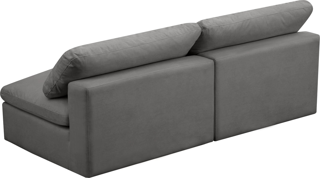 Cozy Grey Velvet Cloud Modular Armless Sofa - galleria furniture outlet