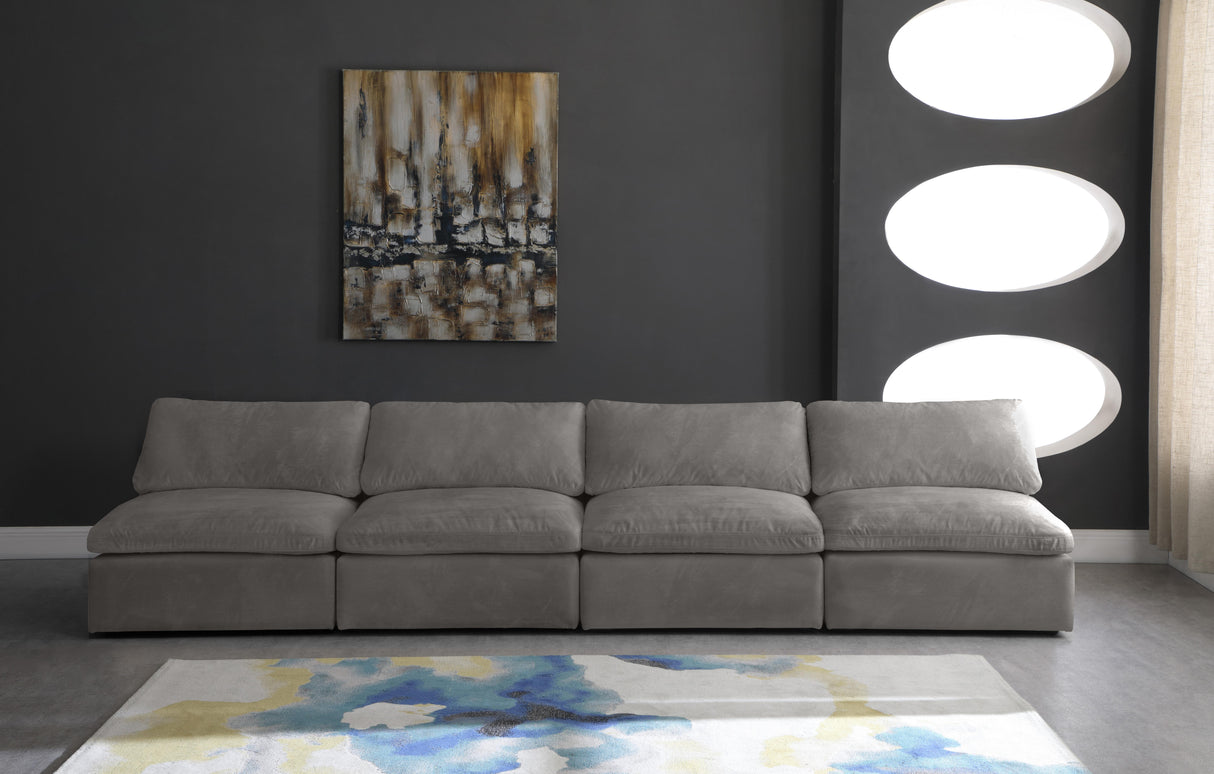 Cozy Grey Velvet Cloud Modular Armless Sofa - galleria furniture outlet
