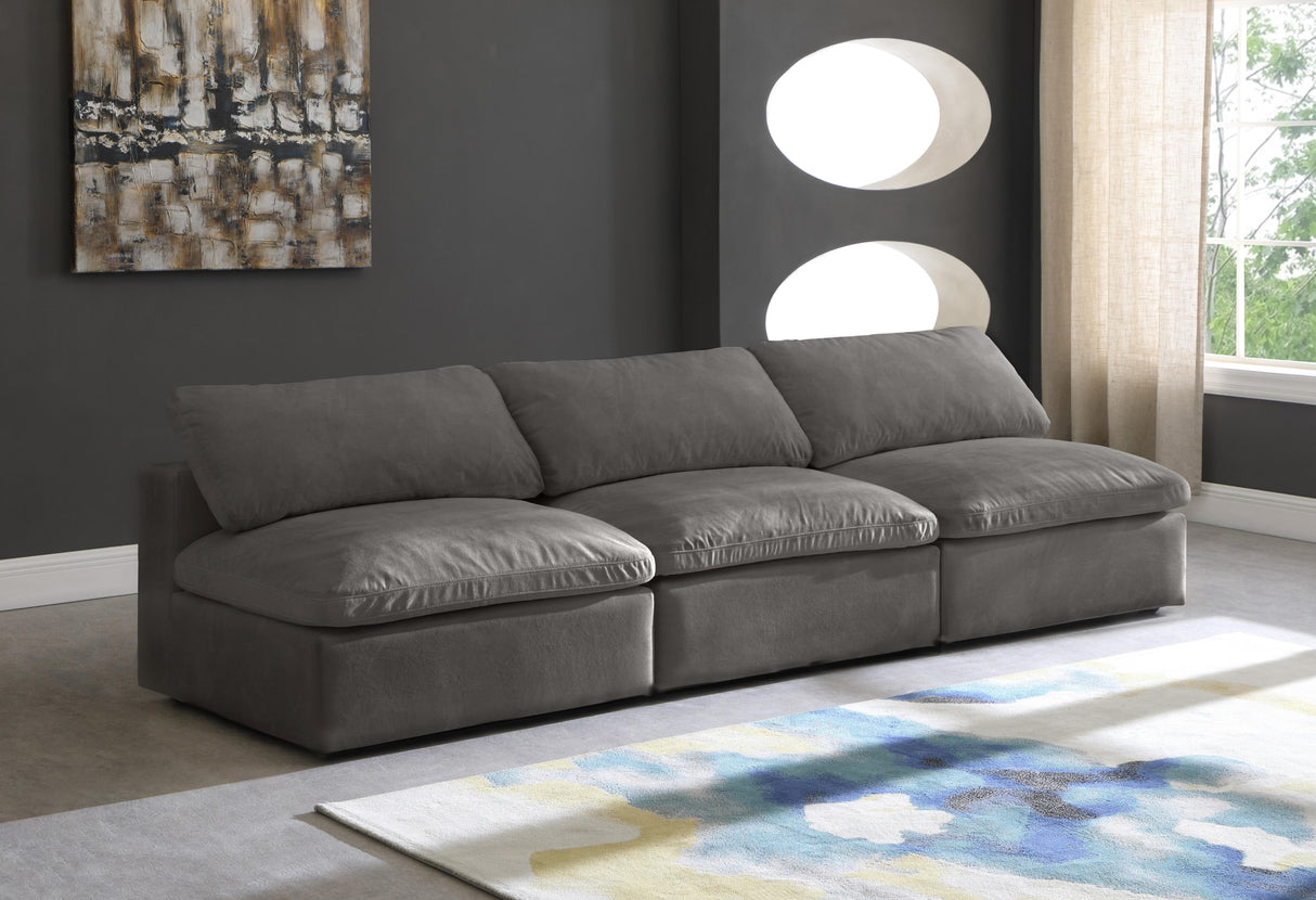 Cozy Grey Velvet Cloud Modular Armless Sofa - galleria furniture outlet