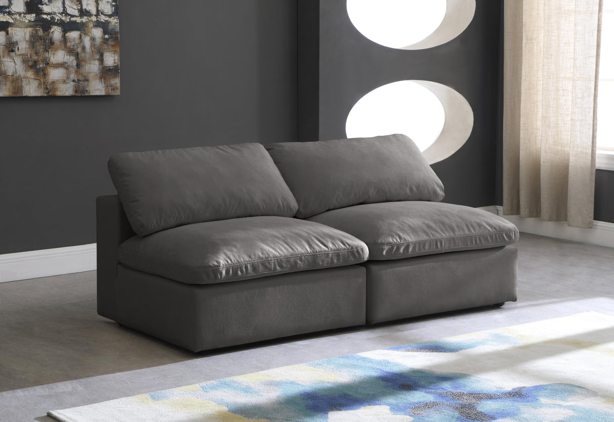 Cozy Grey Velvet Cloud Modular Armless Sofa - galleria furniture outlet