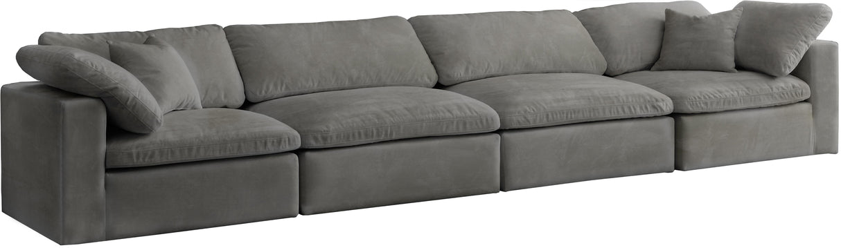 Cozy Grey Velvet Cloud Modular Sofa - galleria furniture outlet