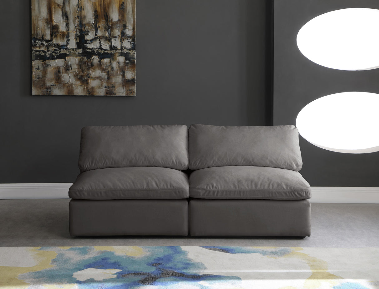 Cozy Grey Velvet Cloud Modular Armless Sofa - galleria furniture outlet