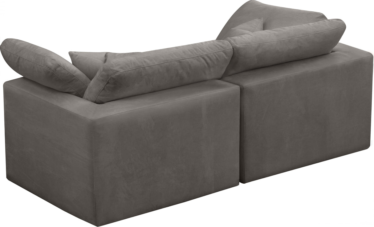 Cozy Grey Velvet Cloud Modular Sofa - galleria furniture outlet