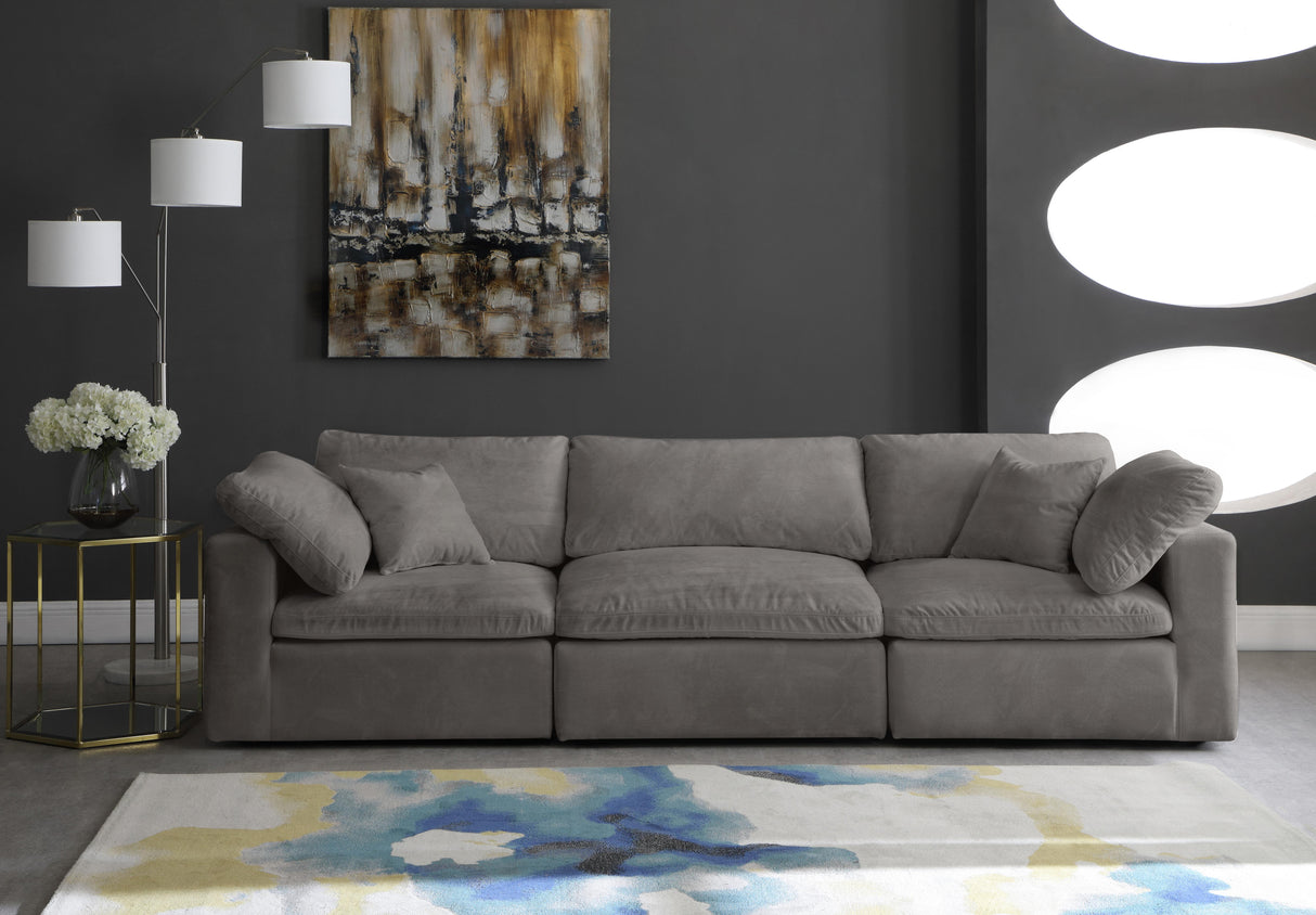 Cozy Grey Velvet Cloud Modular Sofa - galleria furniture outlet