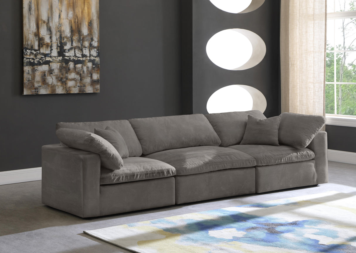 Cozy Grey Velvet Cloud Modular Sofa - galleria furniture outlet