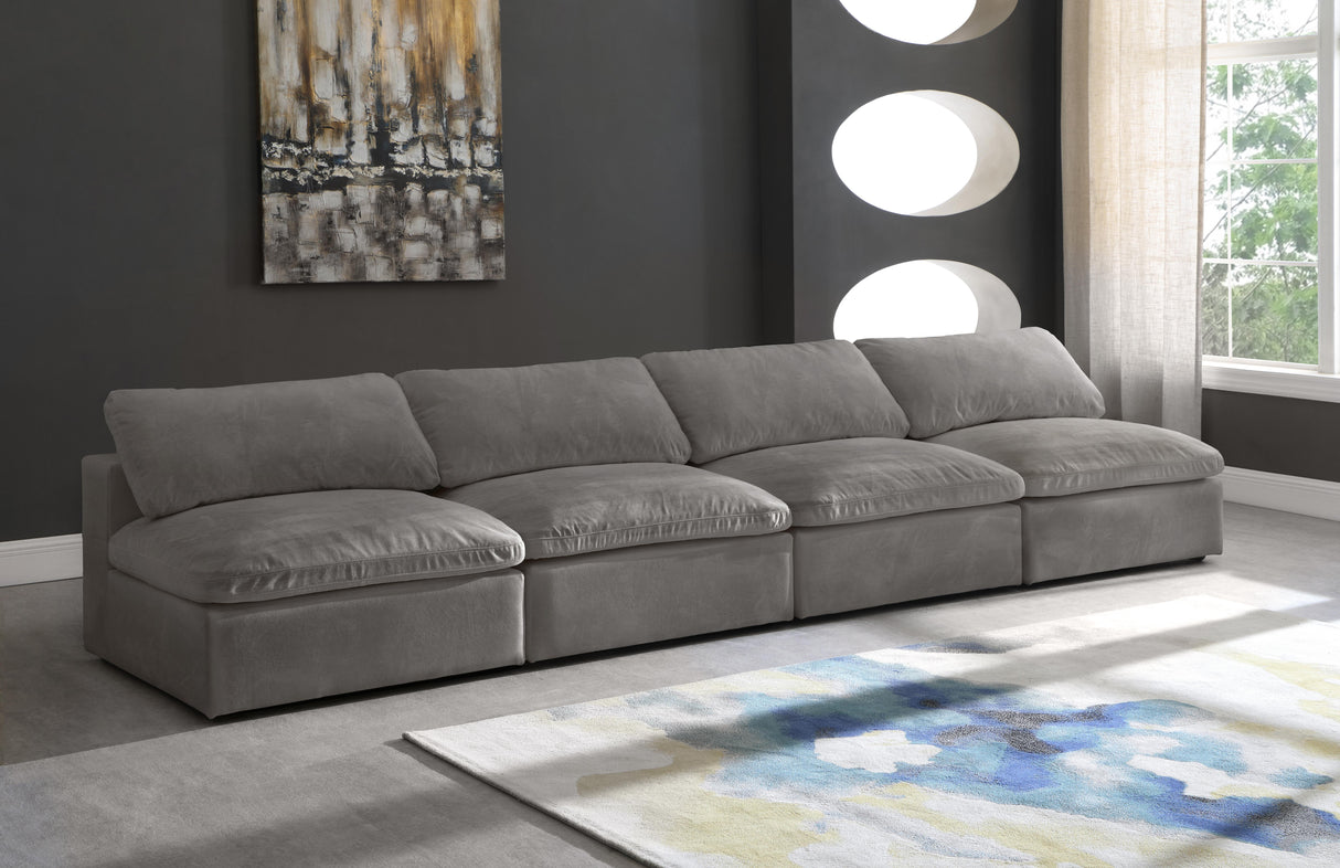 Cozy Grey Velvet Cloud Modular Armless Sofa - galleria furniture outlet