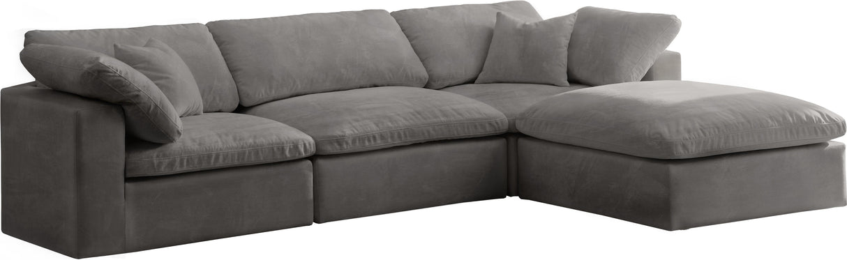 Cozy Grey Velvet Cloud Modular Sectional - galleria furniture outlet