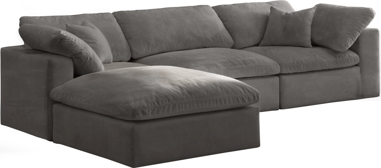 Cozy Grey Velvet Cloud Modular Sectional - galleria furniture outlet