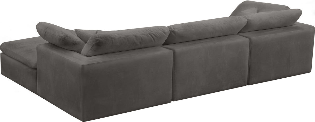 Cozy Grey Velvet Cloud Modular Sectional - galleria furniture outlet