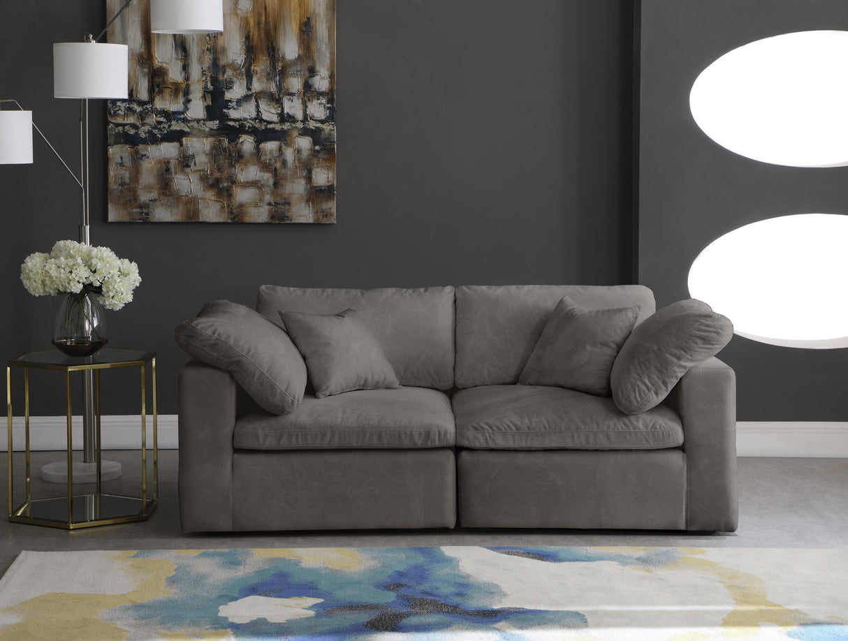 Cozy Grey Velvet Cloud Modular Sofa - galleria furniture outlet