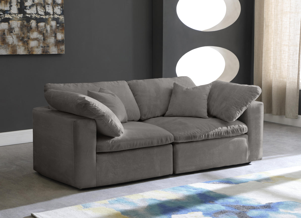 Cozy Grey Velvet Cloud Modular Sofa - galleria furniture outlet