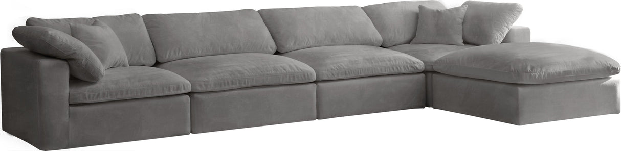 Cozy Grey Velvet Cloud Modular Sectional - galleria furniture outlet