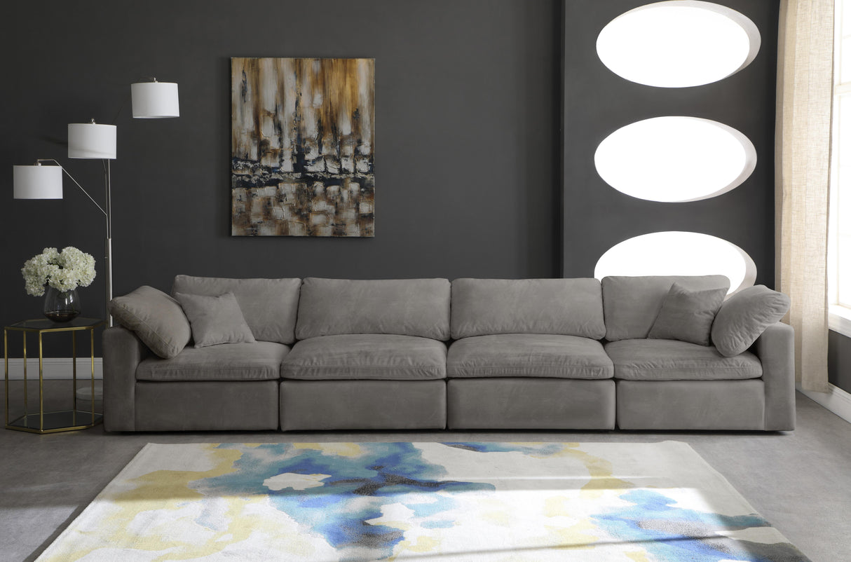 Cozy Grey Velvet Cloud Modular Sofa - galleria furniture outlet