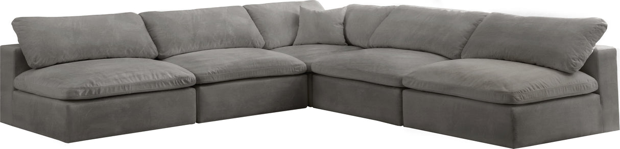 Cozy Grey Velvet Cloud Modular Sectional - galleria furniture outlet