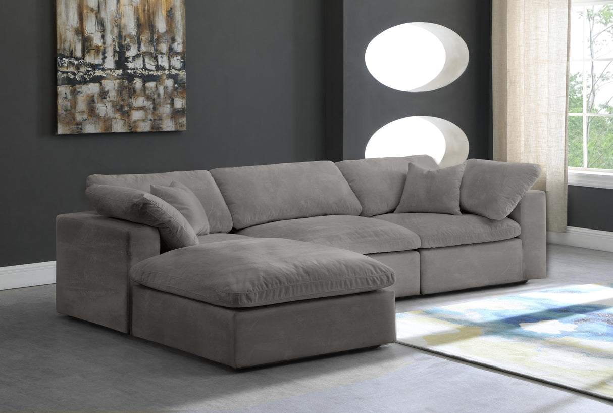 Cozy Grey Velvet Cloud Modular Sectional - galleria furniture outlet