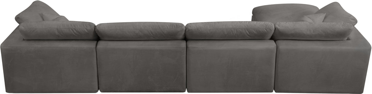 Cozy Grey Velvet Cloud Modular Sectional - galleria furniture outlet