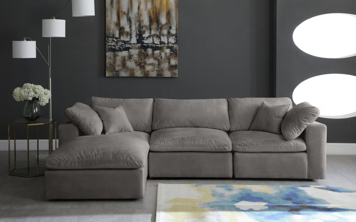 Cozy Grey Velvet Cloud Modular Sectional - galleria furniture outlet