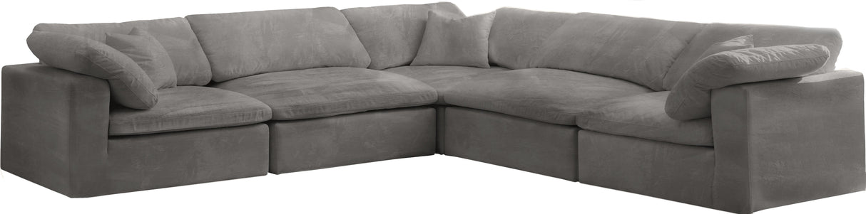 Cozy Grey Velvet Cloud Modular Sectional - galleria furniture outlet