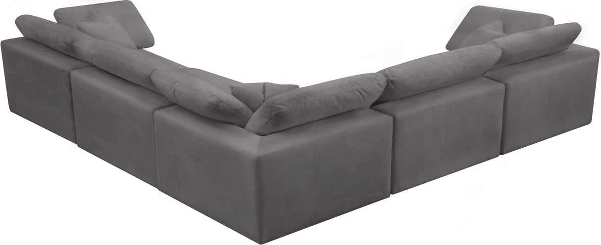 Cozy Grey Velvet Cloud Modular Sectional - galleria furniture outlet