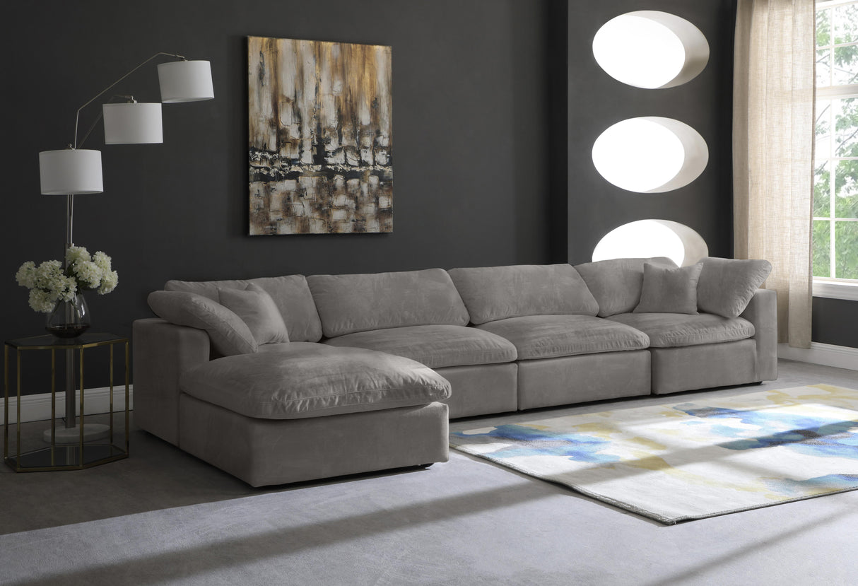 Cozy Grey Velvet Cloud Modular Sectional - galleria furniture outlet