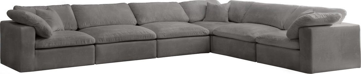 Cozy Grey Velvet Cloud Modular Sectional - galleria furniture outlet