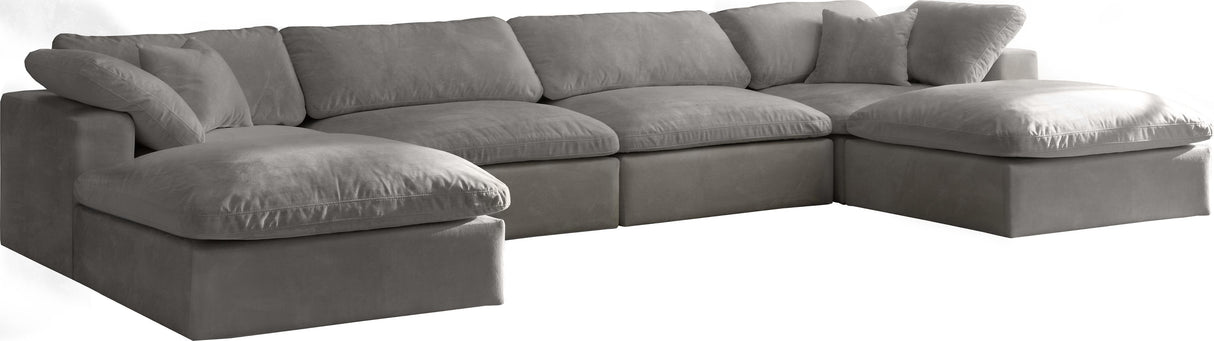 Cozy Grey Velvet Cloud Modular Sectional - galleria furniture outlet