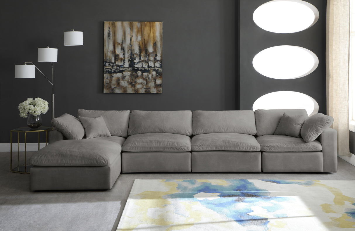 Cozy Grey Velvet Cloud Modular Sectional - galleria furniture outlet