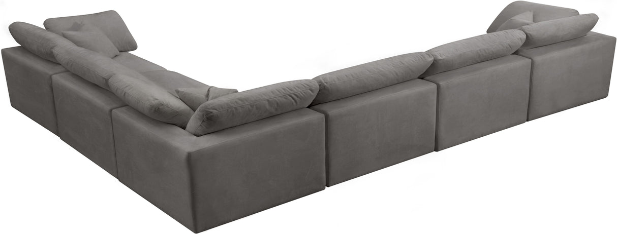 Cozy Grey Velvet Cloud Modular Sectional - galleria furniture outlet