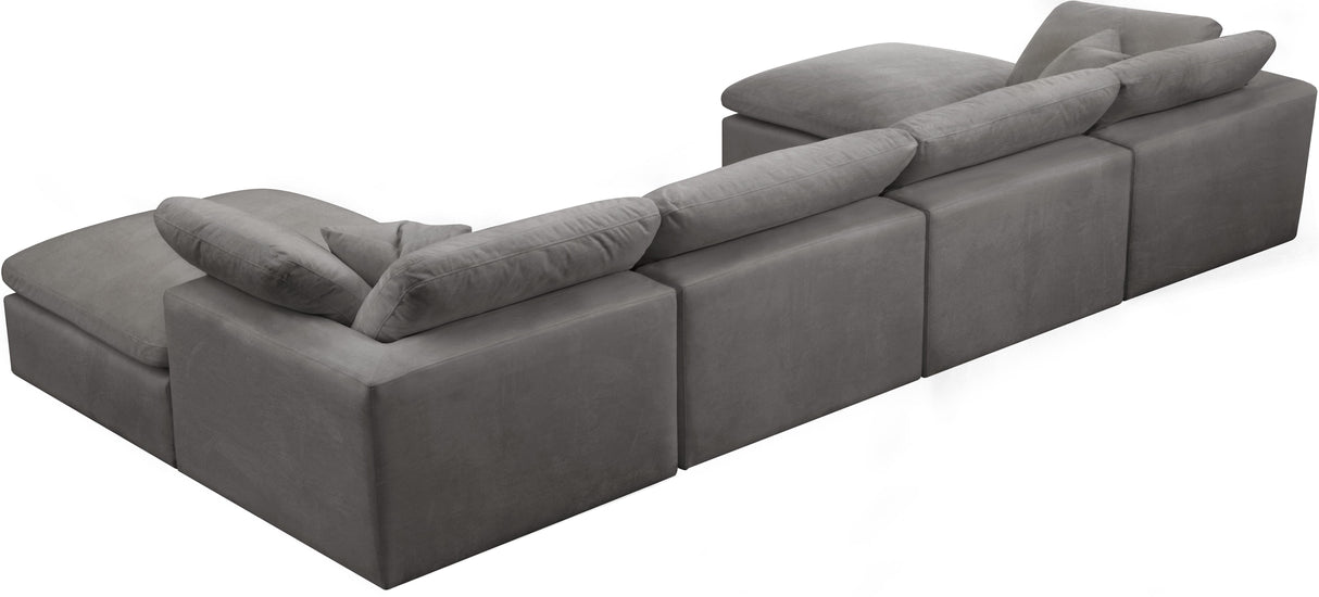 Cozy Grey Velvet Cloud Modular Sectional - galleria furniture outlet
