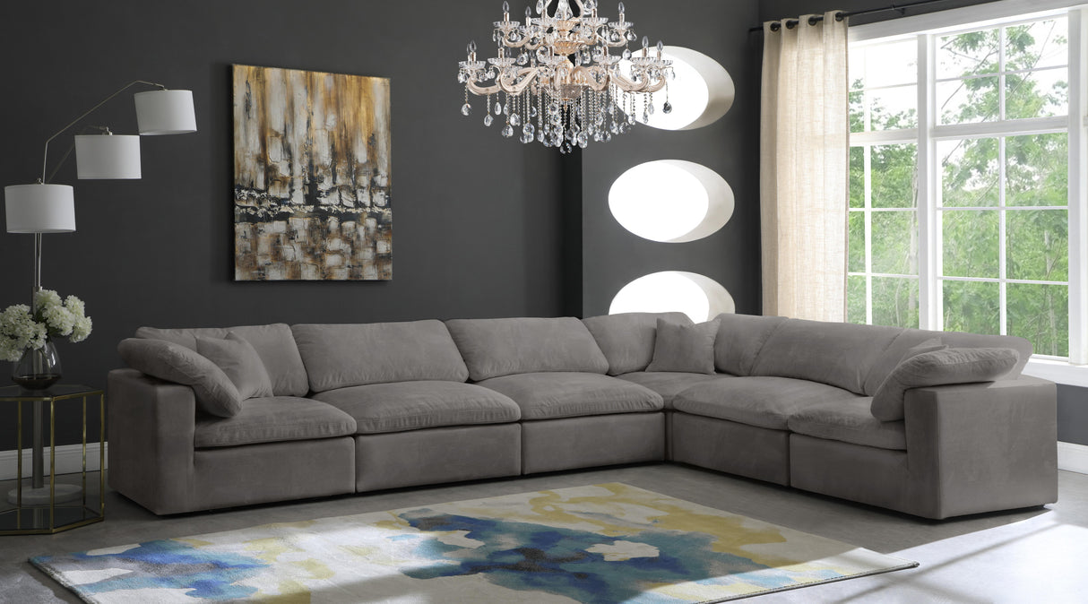 Cozy Grey Velvet Cloud Modular Sectional - galleria furniture outlet