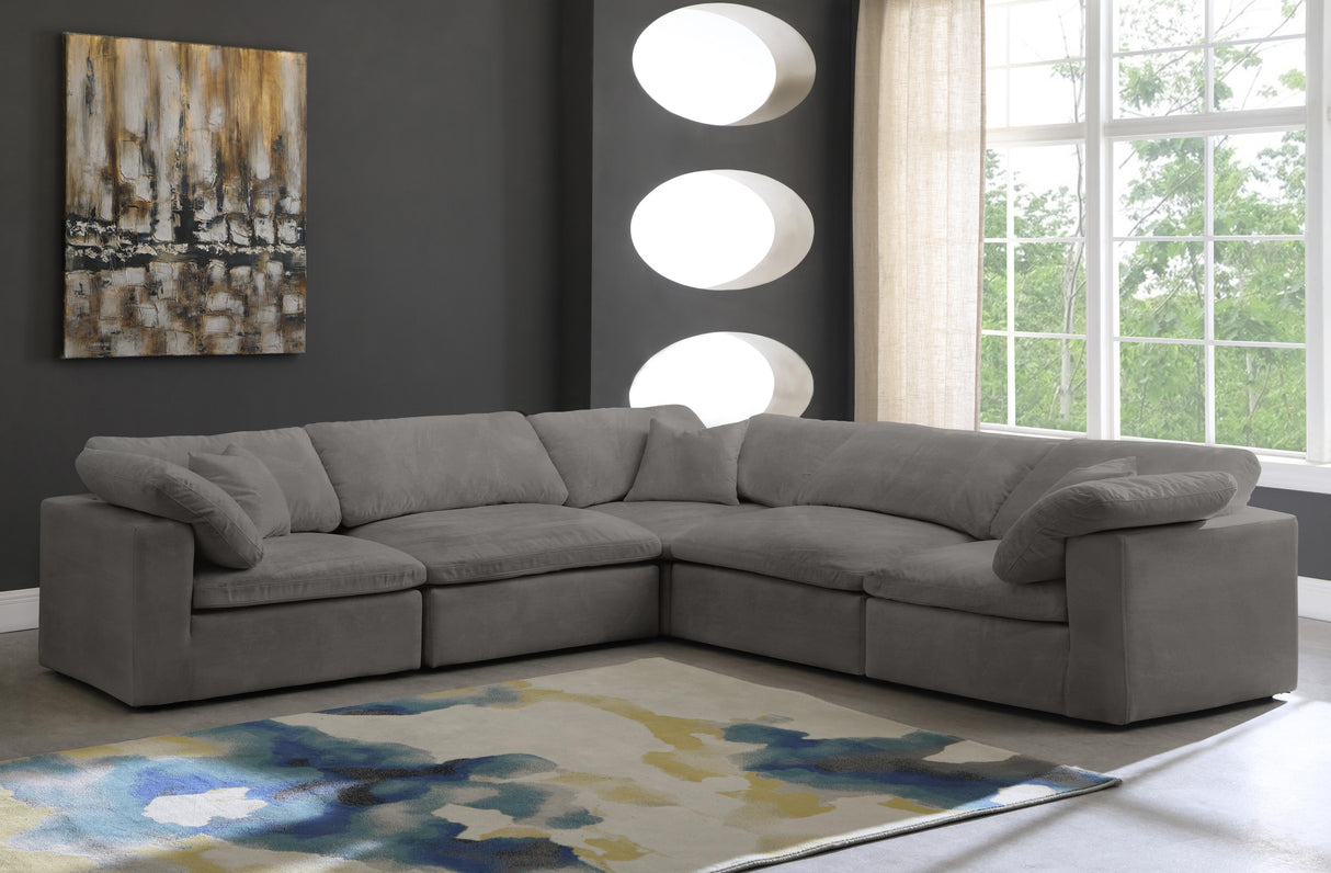 Cozy Grey Velvet Cloud Modular Sectional - galleria furniture outlet