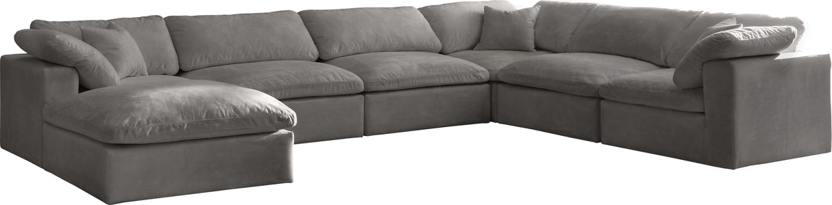Cozy Grey Velvet Cloud Modular Sectional - galleria furniture outlet