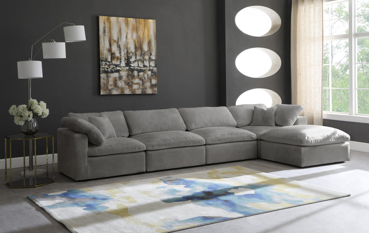 Cozy Grey Velvet Cloud Modular Sectional - galleria furniture outlet