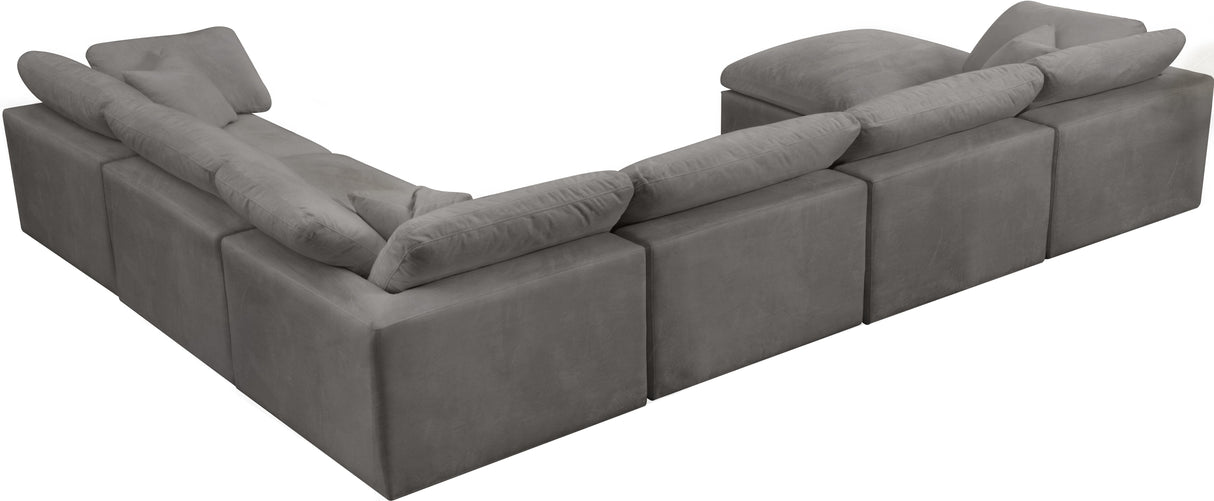 Cozy Grey Velvet Cloud Modular Sectional - galleria furniture outlet