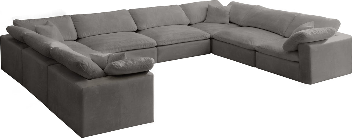 Cozy Grey Velvet Cloud Modular Sectional - galleria furniture outlet