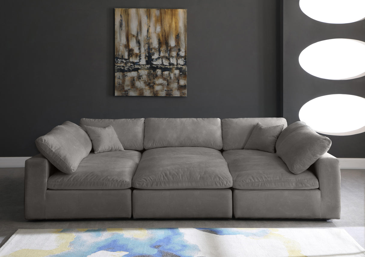 Cozy Grey Velvet Cloud Modular Sectional - galleria furniture outlet