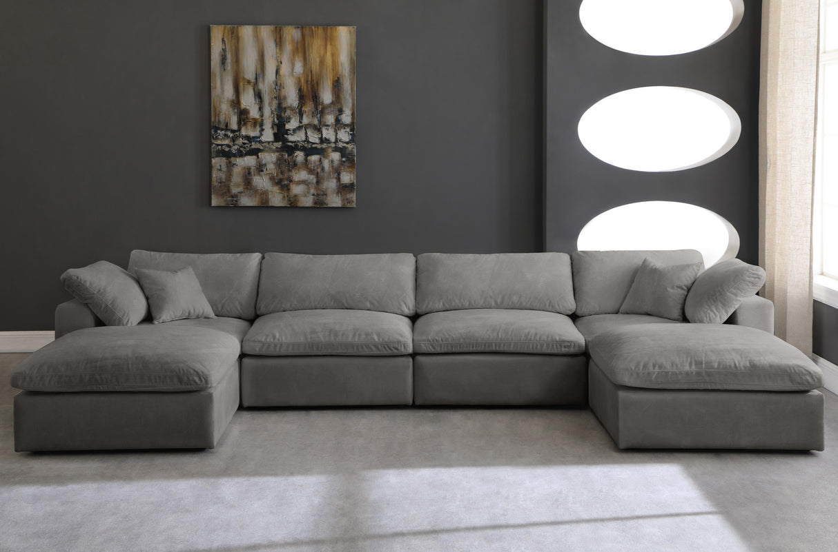 Cozy Grey Velvet Cloud Modular Sectional - galleria furniture outlet