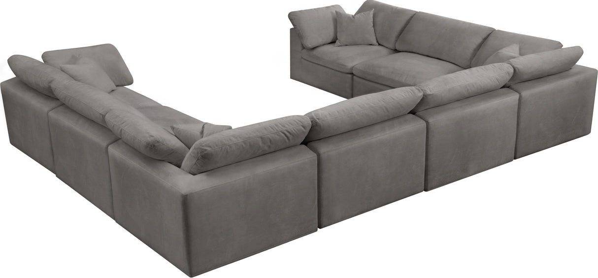 Cozy Grey Velvet Cloud Modular Sectional - galleria furniture outlet