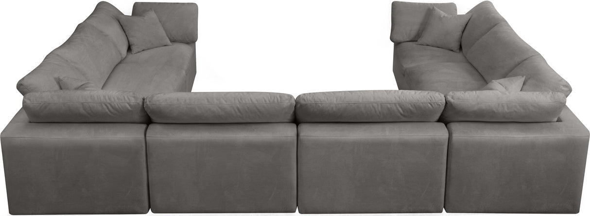 Cozy Grey Velvet Cloud Modular Sectional - galleria furniture outlet