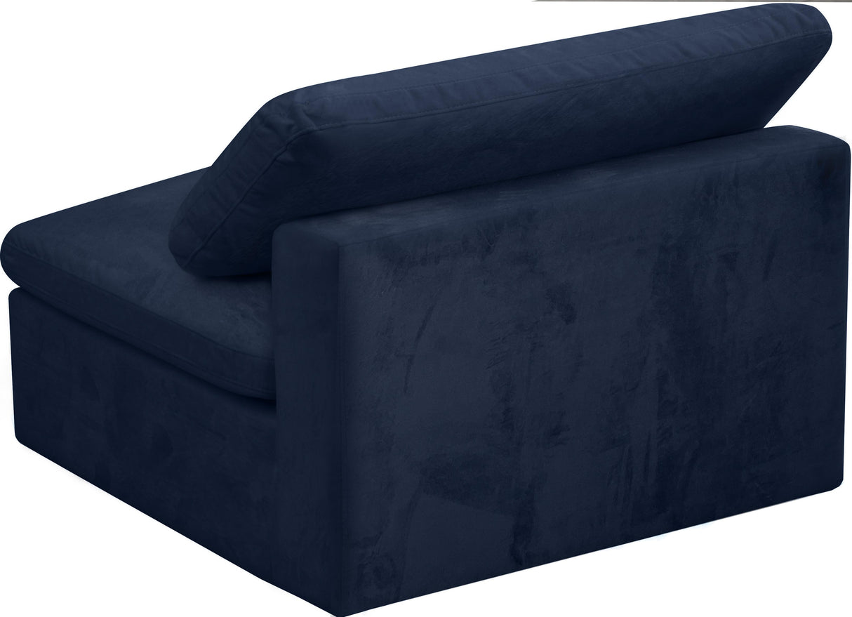 Cozy Navy Velvet Chair - galleria furniture outlet