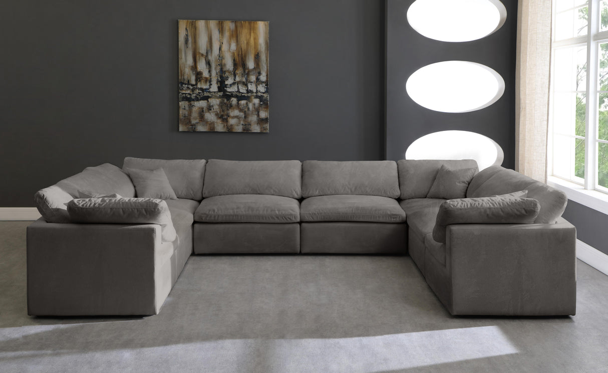 Cozy Grey Velvet Cloud Modular Sectional - galleria furniture outlet