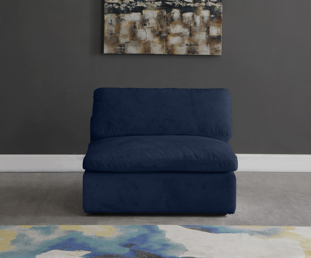 Cozy Navy Velvet Chair - galleria furniture outlet