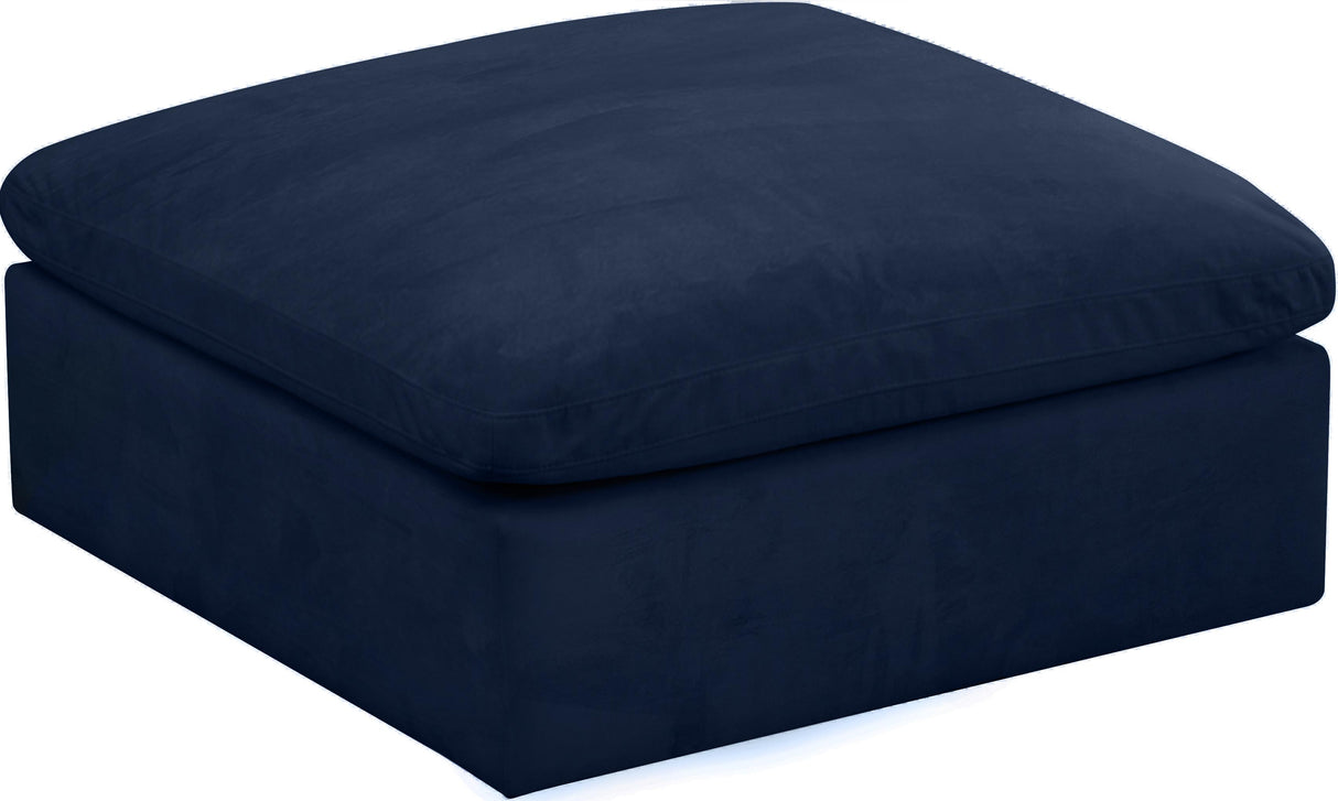 Cozy Navy Velvet Ottoman - galleria furniture outlet