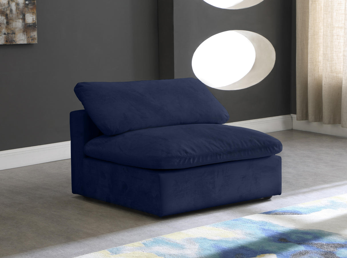 Cozy Navy Velvet Chair - galleria furniture outlet