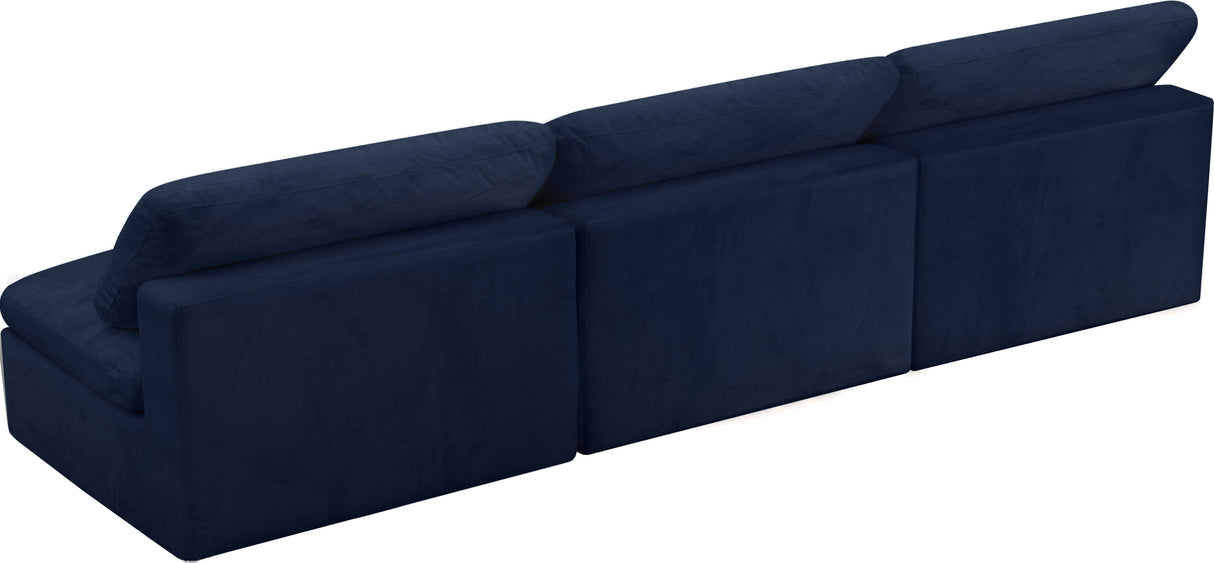 Cozy Navy Velvet Cloud Modular Armless Sofa - galleria furniture outlet