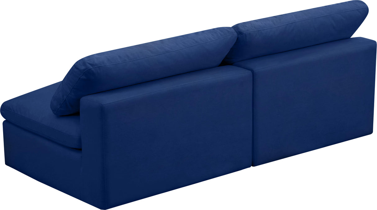 Cozy Navy Velvet Cloud Modular Armless Sofa - galleria furniture outlet