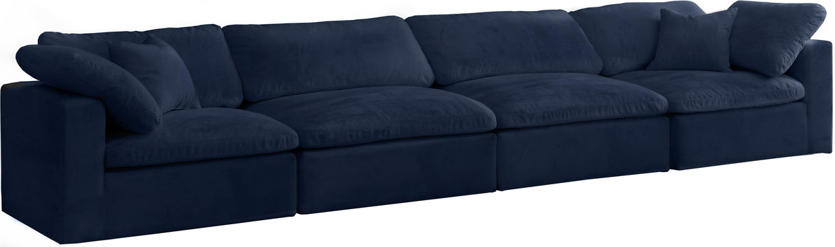 Cozy Navy Velvet Cloud Modular Sofa - galleria furniture outlet