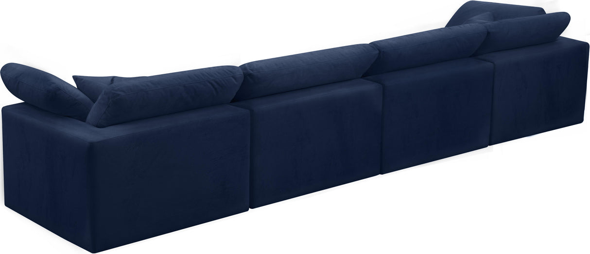 Cozy Navy Velvet Cloud Modular Sofa - galleria furniture outlet