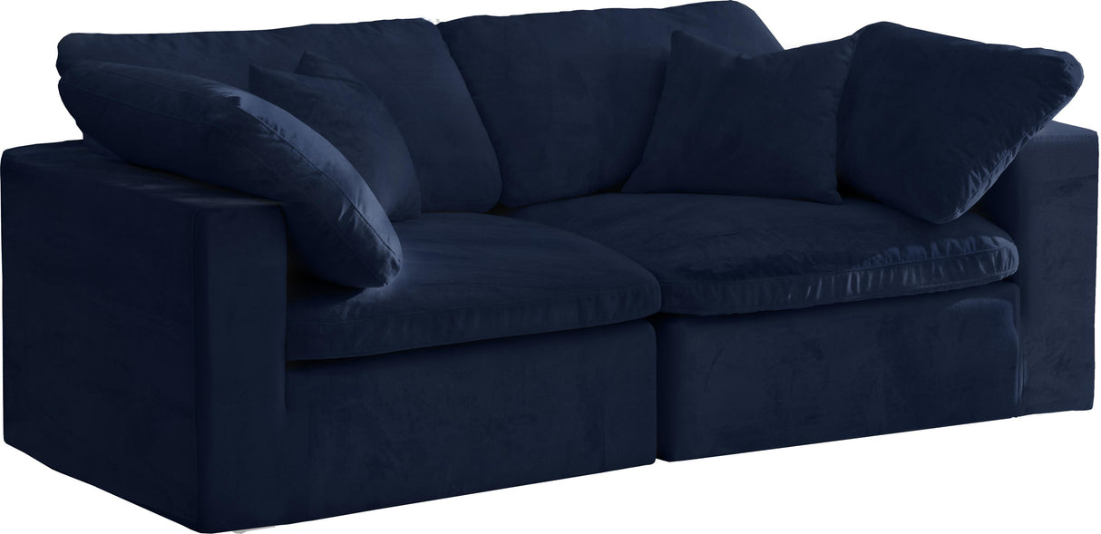 Cozy Navy Velvet Cloud Modular Sofa - galleria furniture outlet