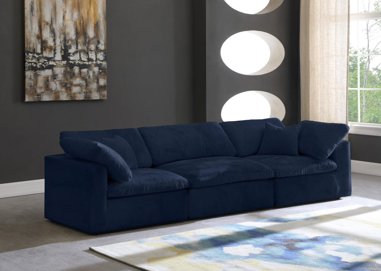Cozy Navy Velvet Cloud Modular Sofa - galleria furniture outlet